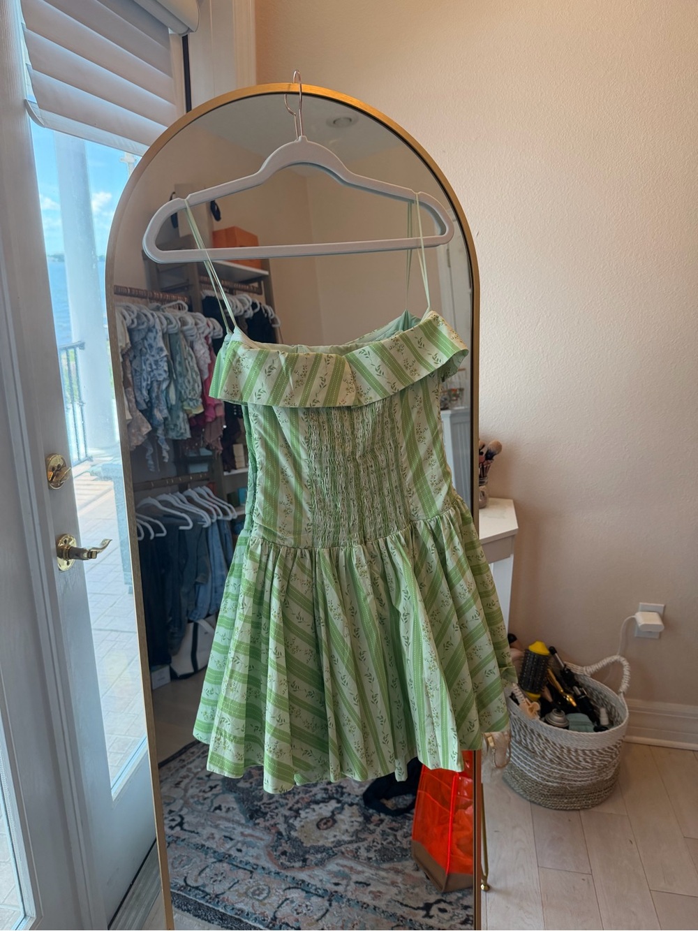 Green Striped Ruffle Sundress - Picture 2 of 2